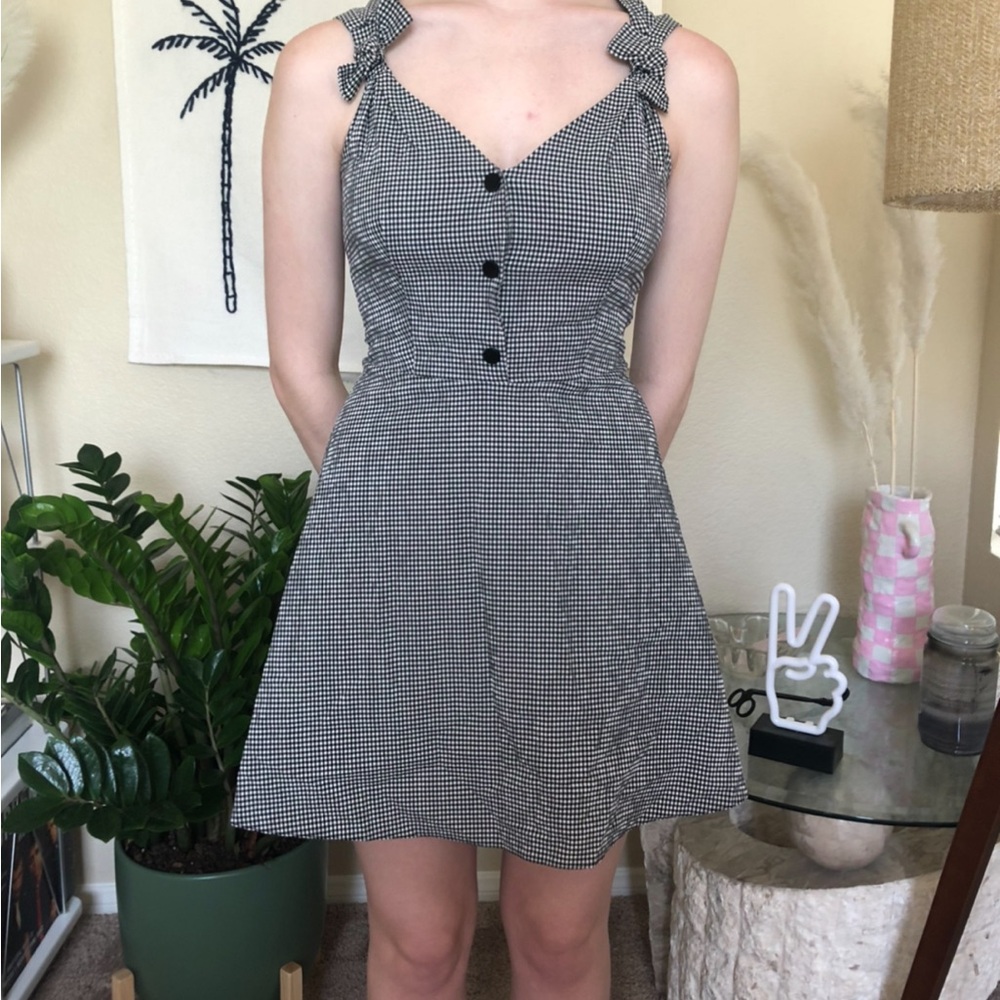 Topshop Black and White Checkered Gingham Dress